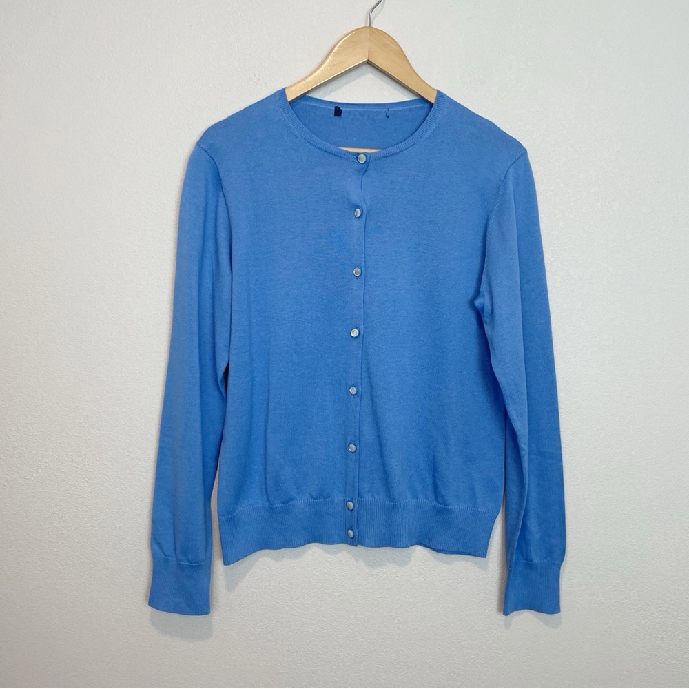 Brooks Brothers Blue Supima Cotton Button Up Cardigan Sweater Size Large